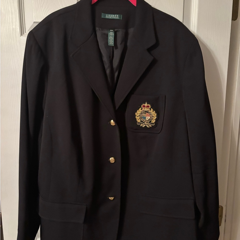 Plus size Ralph Lauren Black Blazer with Crest